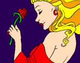 Disegno Principessa con una rosa pitturato su Angy