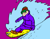 Disegno Discesa in snowboard  pitturato su salvatore amendola