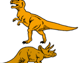 Disegno Triceratops e Tyrannosaurus Rex pitturato su Marco