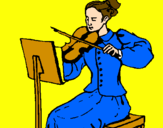 Disegno Dama violinista  pitturato su VALE 22