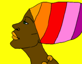 Disegno Donna del Camerun  pitturato su dona africa