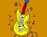 Disegno Chitarra elettrica  pitturato su chitarra rock