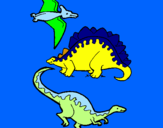 Disegno Tre specie di dinosauri  pitturato su Ludovico
