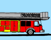 Disegno Camion dei pompieri con la scala pitturato su Carlo