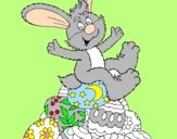 Disegno Coniglio di Pasqua pitturato su topina