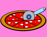 Disegno Pizza pitturato su jessica