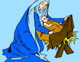 Disegno Nascita di Gesù Bambino pitturato su il  fire