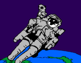 Disegno Astronauta nello spazio  pitturato su kbjgiug