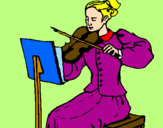 Disegno Dama violinista  pitturato su giammy
