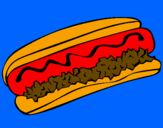 Disegno Hot dog pitturato su manu