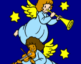 Disegno Angeli musicisti  pitturato su francy 7