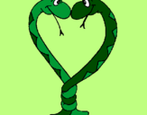 Disegno Serpenti innamorati  pitturato su titti