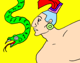Disegno Serpente e guerriero pitturato su DAVIDIX