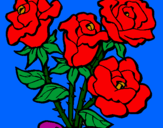 Disegno Mazzo di rose  pitturato su giacomo