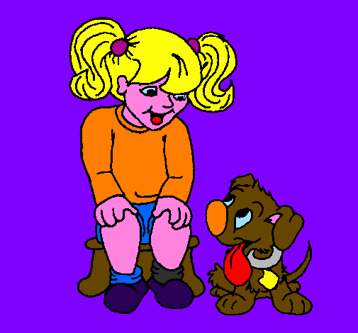 Bambina con il suo cagnolino 