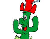 Disegno Cactus con il cappello  pitturato su stefano
