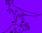 Disegno Triceratops e Tyrannosaurus Rex pitturato su ludo