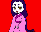 Disegno Principessa con il kimono pitturato su Didy vampira