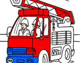 Disegno Camion dei Pompieri  pitturato su TRINTO
