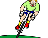 Disegno Ciclista con il berretto  pitturato su fede