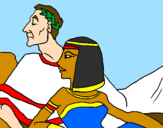 Disegno Cesare e Cleopatra  pitturato su vv