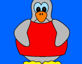 Disegno Pinguino pitturato su Edoardo, detto Dodò