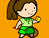 Disegno Ragazza che gioca a tennis  pitturato su ping ponggggggggg
