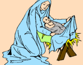 Disegno Nascita di Gesù Bambino pitturato su margarita