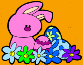 Disegno Coniglietto di Pasqua  pitturato su marty