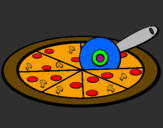 Disegno Pizza pitturato su sveva