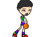 Disegno Giocatrice di pallacanestro pitturato su luis beci