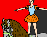 Disegno Trapezista in groppa al cavallo pitturato su BOBO