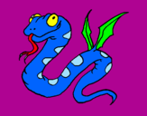Disegno Serpente con le ali  pitturato su DAVIDIX