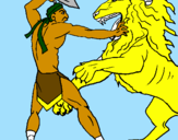 Disegno Gladiatore contro un leone pitturato su federico