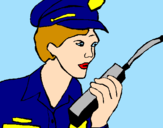 Disegno Polizia con il walkie talkie pitturato su kiara