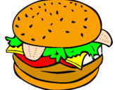 Disegno Hamburger completo  pitturato su stefi