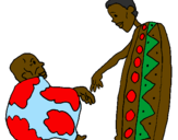 Disegno Due africani pitturato su andre