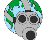 Disegno Terra con maschera anti-gas  pitturato su Gian Marco