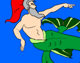 Disegno Poseidone pitturato su clipto