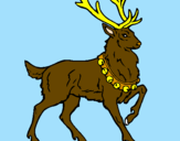 Disegno Cervo pitturato su renna dalle corna gialle