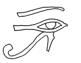 Disegno Occhio di Horus  pitturato su gigi