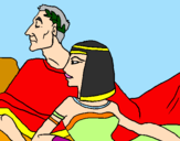 Disegno Cesare e Cleopatra  pitturato su silvestrino