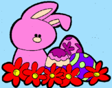 Disegno Coniglietto di Pasqua  pitturato su Ginevra