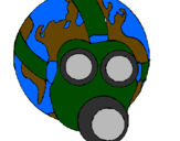 Disegno Terra con maschera anti-gas  pitturato su fdf