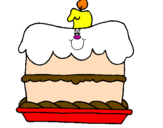 Disegno Torta di compleanno  pitturato su MICAELA T.