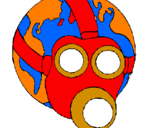 Disegno Terra con maschera anti-gas  pitturato su terra