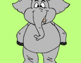 Disegno Elefante contento  pitturato su margarita