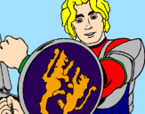 Disegno Cavaliere dallo scudo con leoni  pitturato su Marta