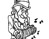 Disegno Folletto con la fisarmonica  pitturato su musica