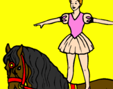 Disegno Trapezista in groppa al cavallo pitturato su alessandra